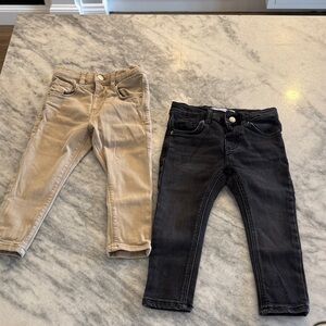 Kids Stretch Skinny Jeans - Black and Tan